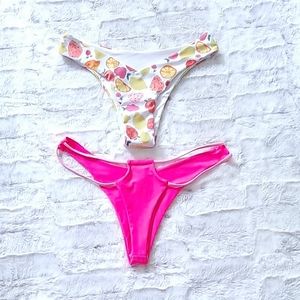 NEW neon pink bottom and NEW fruit bikini bottoms.